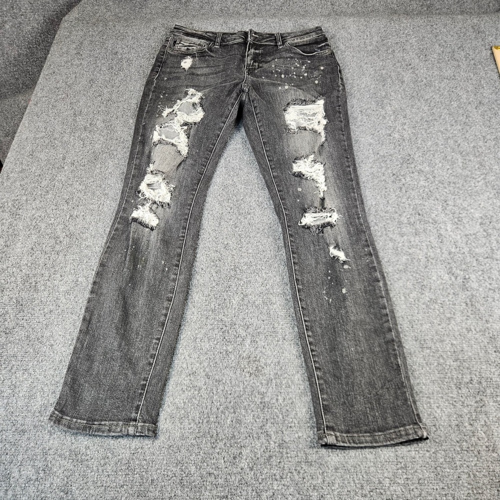 Judy Blue Boyfriend Fit Distressed Grey Paint‎ Splatter Jeans 9/29 JB8867